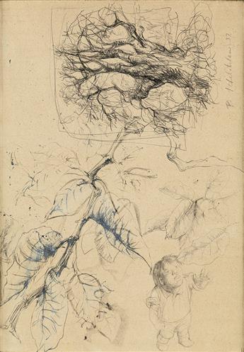 PAVEL TCHELITCHEW. Nature Sketch for the Leaf Children Series.